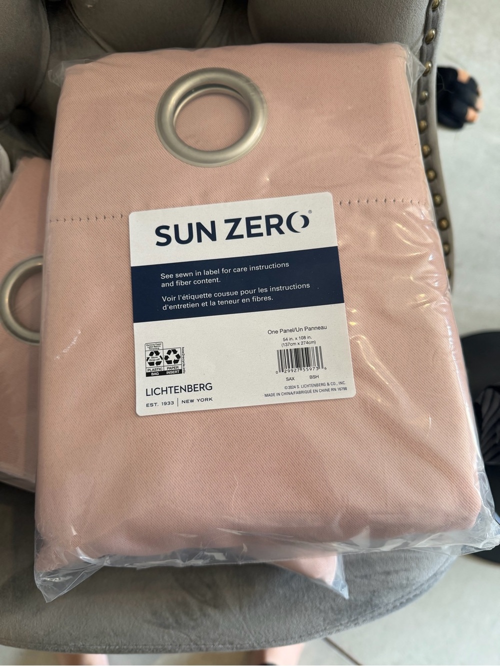 Sun Zero Lichtenberg Pink Blackout Grommet Curtain Panel - Blush Pink